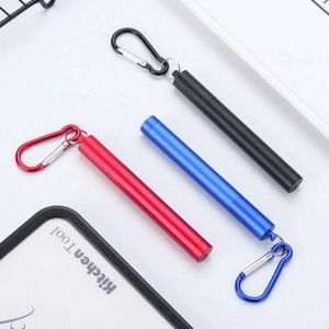 REUSABLE STRAWS - COLLAPSIBLE PORTABLE STAINLESS STEEL 3PK RED, BLACK, AND BLUE